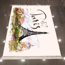 Иначе Эйфелева башня Париж Writen цветочные цветы пейзаж 3d противоскользящее микроволокно сзади моющиеся декоративные Kilim области ковры