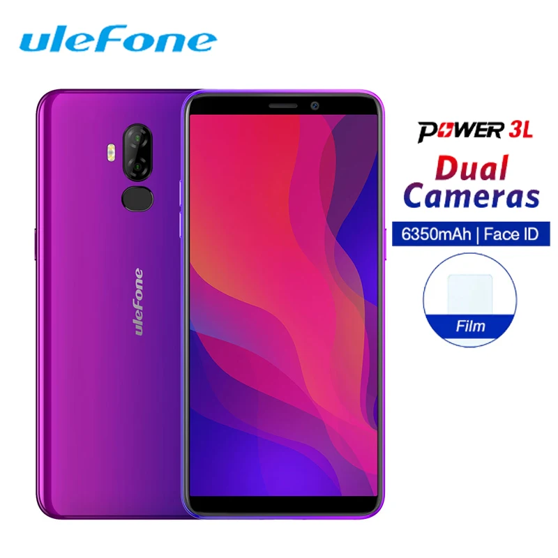 Ulefone power 3L 6 "18:9 Смартфон Android 8,1 MTK6739 четырехъядерный 2 ГБ + 16 Гб 13 МП + 5 Мп 6350 мАч распознавание лица отпечатков пальцев 4G мобильный телефон