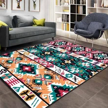 Этнический Ретро Оранжевый Зеленый винтажный 3d узор принт Противоскользящий коврик из микрофибры Гостиная декоративный современный моющийся коврик