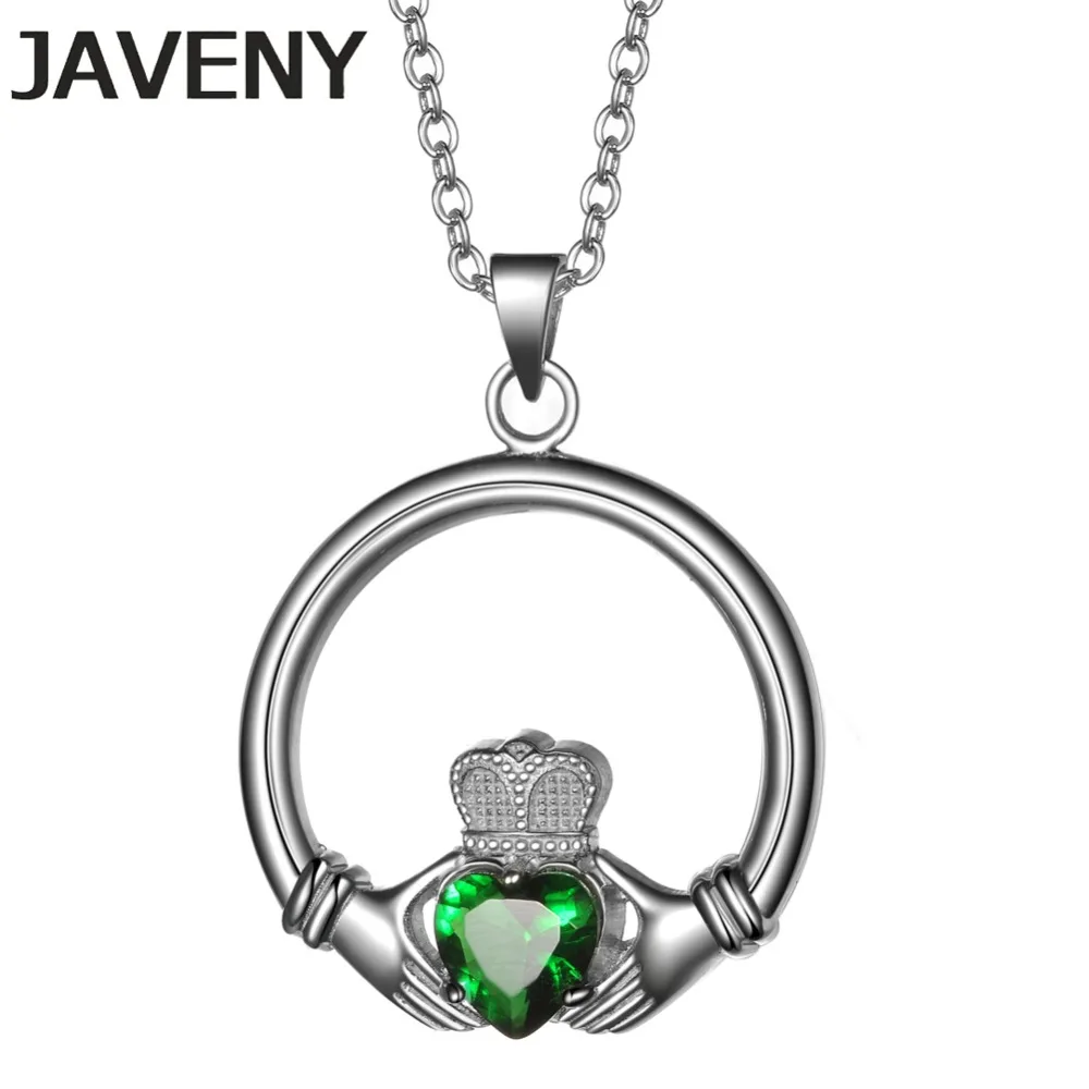 925 пробы Серебряное кольцо ювелирные украшения зеленый фианит Свадебные ирландское кольцо подвески ожерелья для женщин Подарки женщине на день рождения