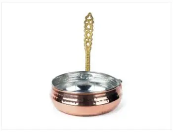 

Traditional Turkish Copper Sauce Pan, Fryer Pot with Brass Handles gift