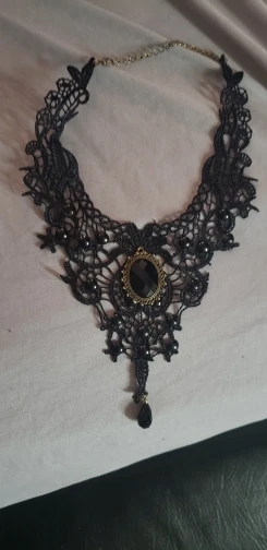 Black Lace & Beads Collar Necklace photo review