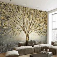 Металлическая рельефная Мода Дерево Картина маслом ТВ фон стены на заказ высокого класса Фреска с фабрики Обои фреска фото стены