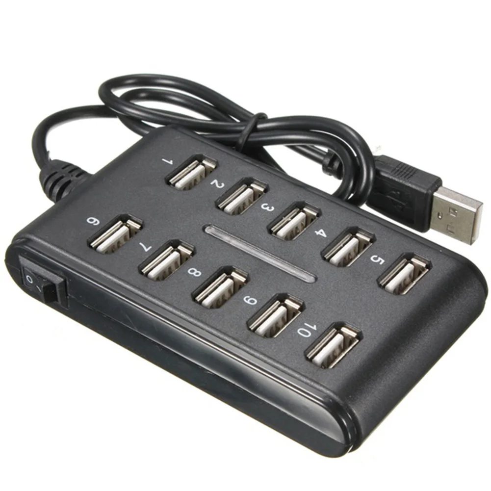 Alta Velocidad 480 Mbps USB 2,0 Hub 10 puertos Multi Personal ordenador USB HUB divisor USB portátil para ordenador portátil #20 ► Foto 1/6