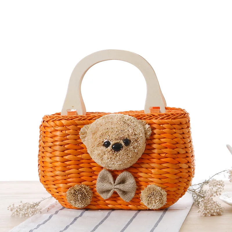 Women Beach Handbag Summer INS Popular Female Straw Bags Casual Lady Mini Fashion Bear Handle Bag Travel Knitted Bolsa SS3174 (1)
