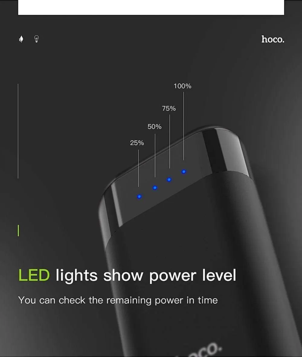 HOCO 5200mAh Power Bank Mini USB LED 18650 lithium Battery External Pack Portable Powerbank For Xiaomi iPhone Samsung LG Charger HOCO 5200mAh Power Bank Mini USB LED 18650 lithium Battery External Pack Portable Powerbank For Xiaomi iPhone Samsung LG Charger