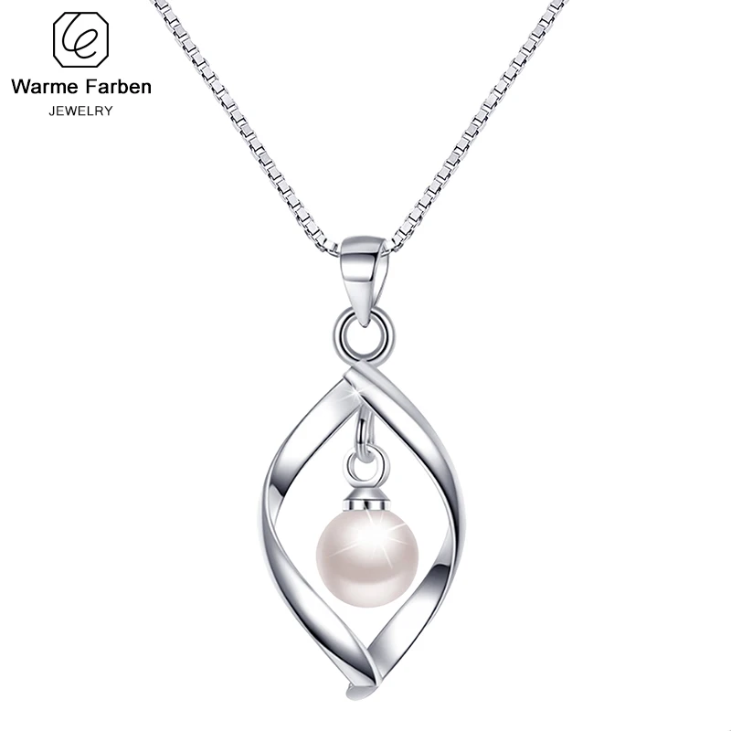 Warme Farben женское ожерелье покрытое Серебряная жемчужина кулон ожерелье простая Капля воды полированный Шарм Collare ювелирные изделия подарок для женщин