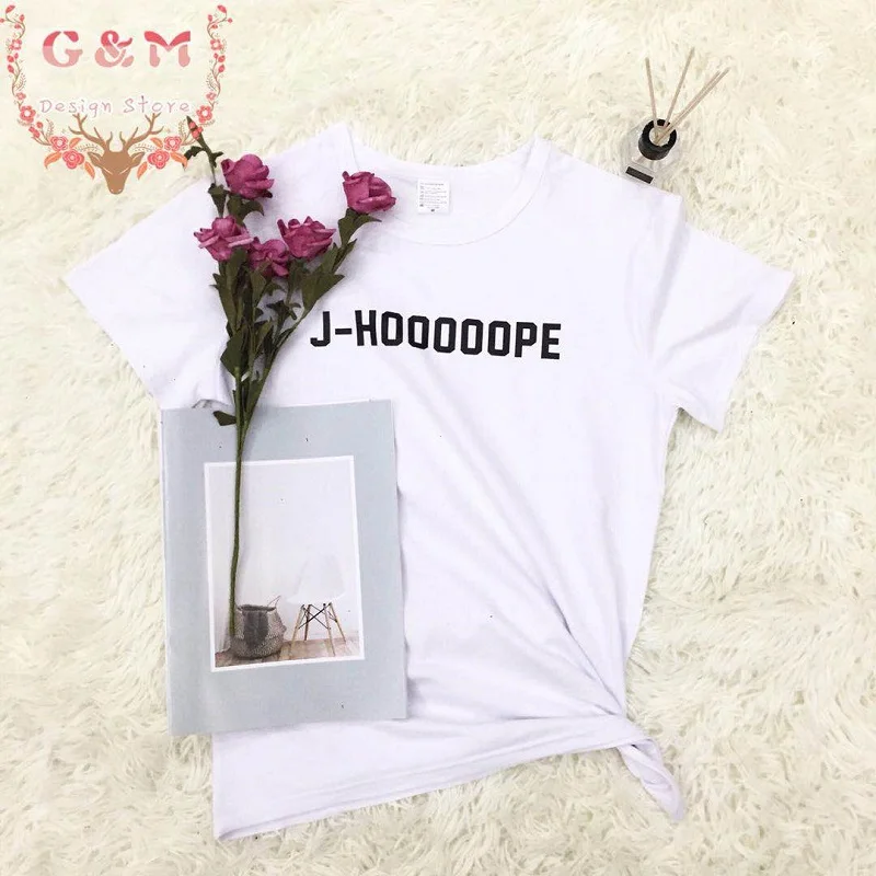 OKOUFEN J-HOOOOOPE J-HOPE tumblr Топы повседневные с буквенным принтом уличная KPOP футболка унисекс модная футболка Графический крутой милый