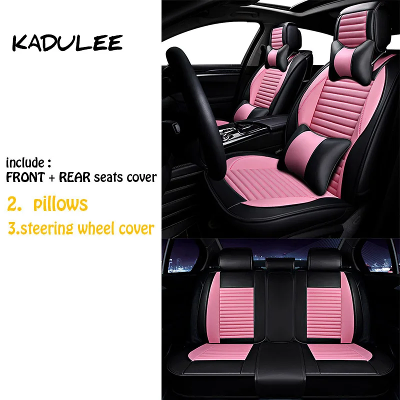 KADULEE полиуретановые чехлы для сидений автомобиля для renault logan lada vesta priora fiat punto linea ford focus 2 3 4 5 Автоаксессуары автостайлинг - Название цвета: pink VTI