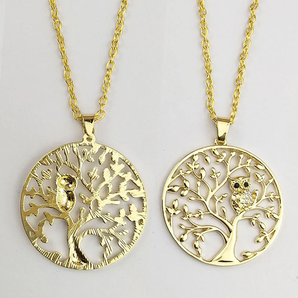 Новое поступление модное ожерелье с подвеской в виде дерева жизни s Cool Rhinestone Сова серебряное золотое ожерелье с цепочкой Ювелирное Украшение подарок для женщин