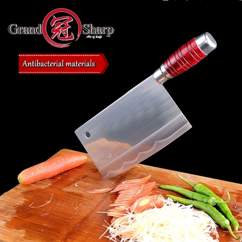 Professional 7,5-дюймов углеродистая сталь 4cr13 Кливер нож ручной работы китайский кухонные ножи нож традиционные нарезки Инструменты