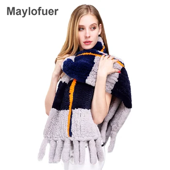 

Women scarves for winter natural rex rabbit fur knit scarf warm collar brand new fashion fur shawl female winter fur ring