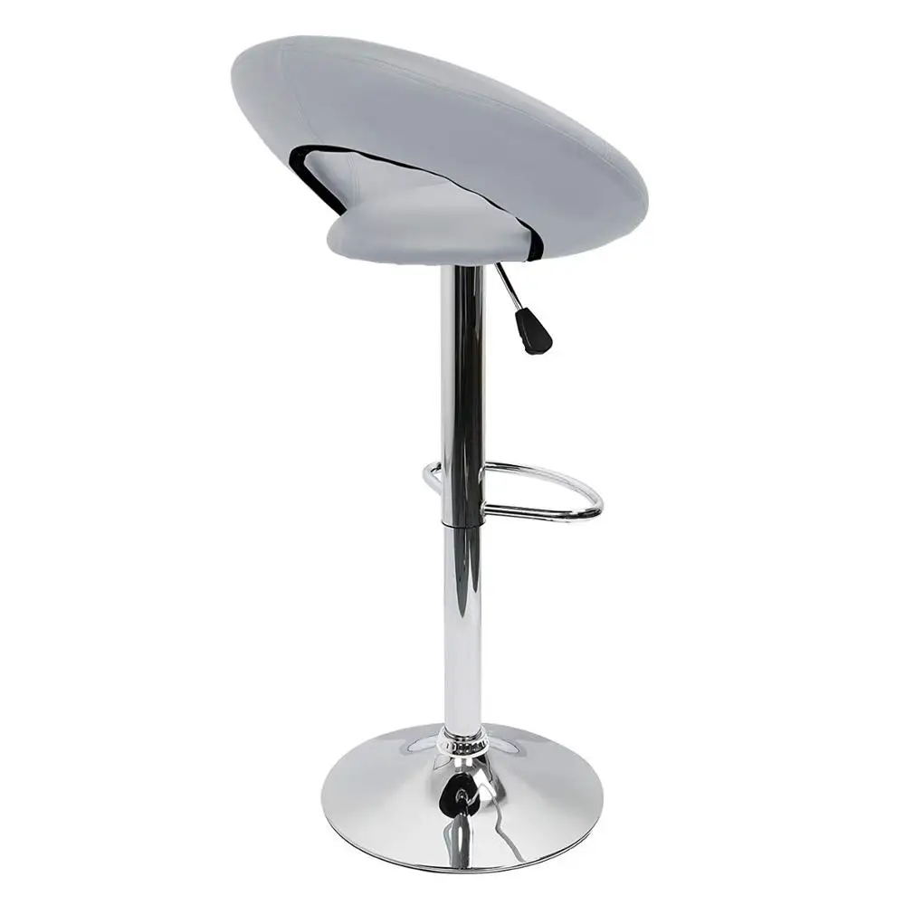 Adjustable Swivel Bar Stools Set of 2, Faux Leather Gas Lift Breakfast Kitchen Chairs with Crescent Shaped Back
