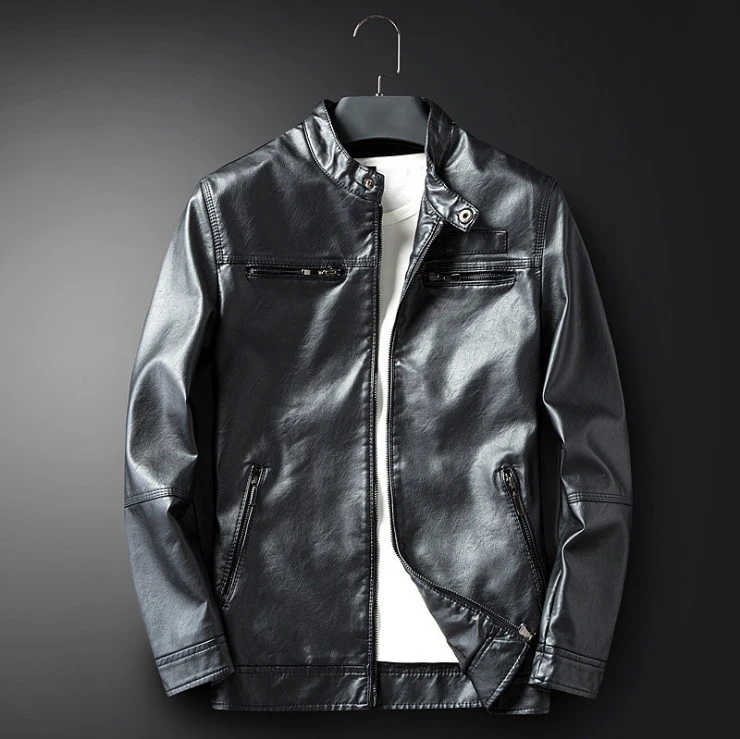 Vestes Collier Veste Conception Manteaux 2018 Stand Pu Casaco bleu De Cuir Dqiyu Moto Masculino rouge En Noir Nouvelle jaune Hommes Mode CxoBerd