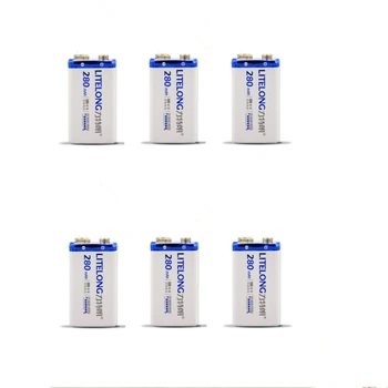 

6pcs/lot 280mAh 9V rechargeable battery 9V NiMH battery for alarm smoke detector instrument free shipping