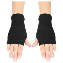 Black Elastic Combed cotton Fingerless Gloves for Women