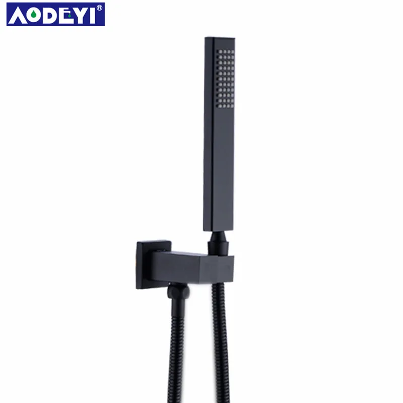 Black Brass Bath Hand Held Shower Head Adjust Shower Holder & 1.5m