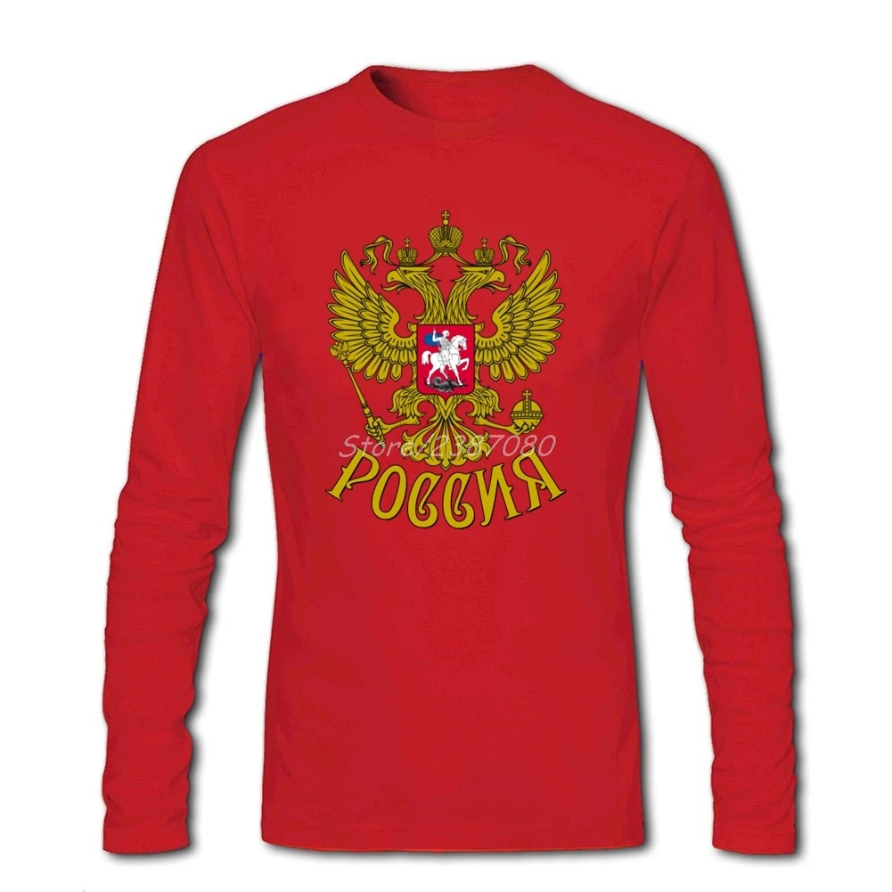 Пальто руки России футболка с круглым вырезом хлопок с длинным рукавом орел футболка мужская Поп бойфренд мужские рубашки - Цвет: Красный