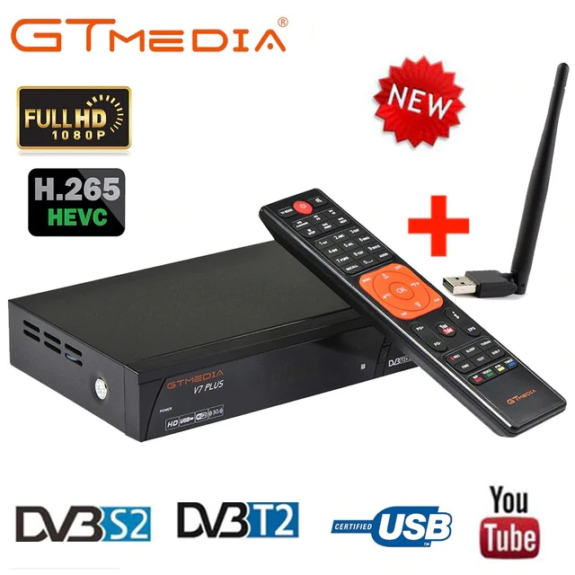 

GTMedia V7 Plus full HD Digital DVB-S2/T2 Satellite TV Receiver Support Cccam H.265 HEVC PowerVu TV Turner Set Top TV Box
