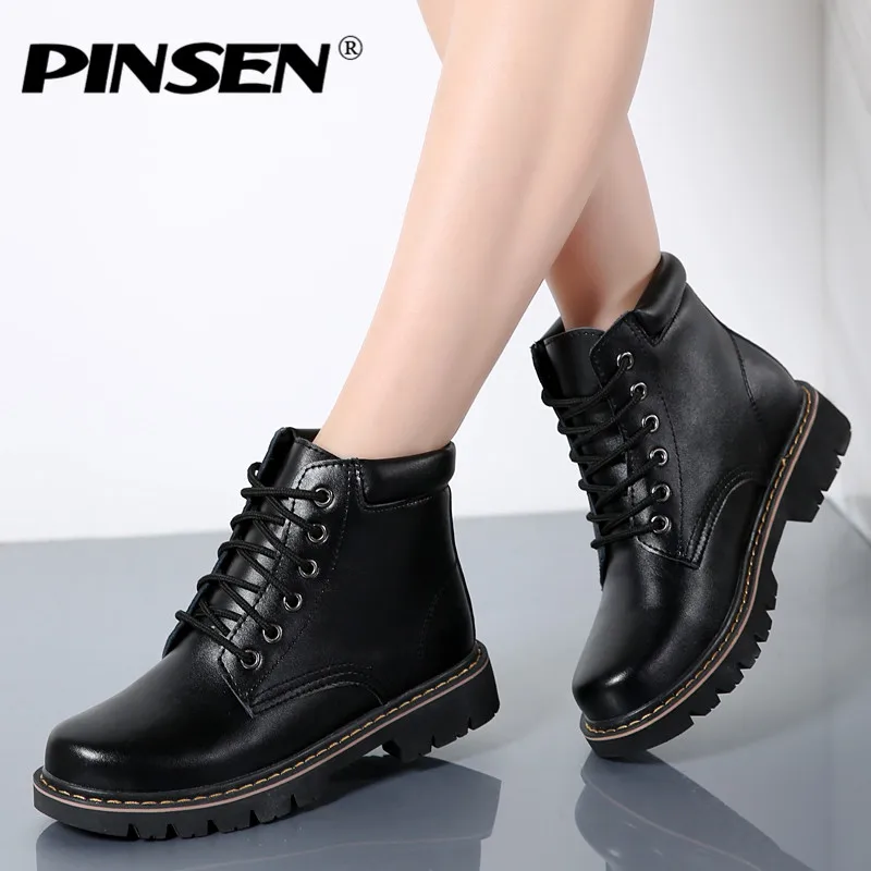 PINSEN/2020 Модные женские ботинки Теплая зимняя обувь Botas Feminina Женские модные