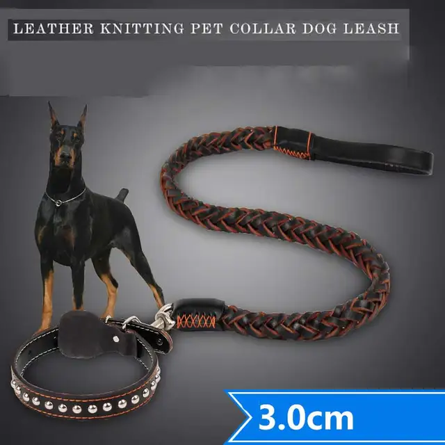 seinpaal Schelden stijfheid Lederen Hondenriem Punk Halsbanden Brede Leren Tactische Halsband + Leash  Sterke Samojeed Lange Lederen Medium Grote Hond leash E|Sets| - AliExpress