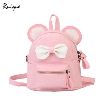 

Ruique Women Fashion Backpack Female PU Leather Mini Bag Ladies Sweet Bow Teenager School Bag Girls Cute Dual Use Travel Bag