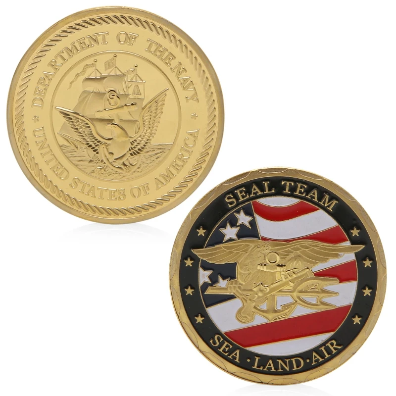 

Sea Land Air Seal Team Gold Plated Commemorative Challenge Coin Token Art Gift