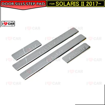 

Door sills for Hyundai Solaris II 2017- scuff plate guard stainless black letters protector sticker car styling decoration