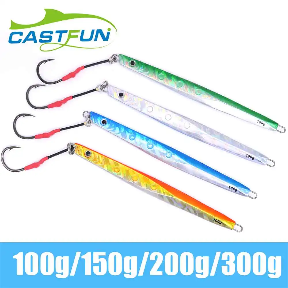 CASTFUN 4 шт./лот бентос блесна Mustad Assist Вибрационный крючок 100 г 150 г 200 г 300 г соленой воды Вертикальная Приманка