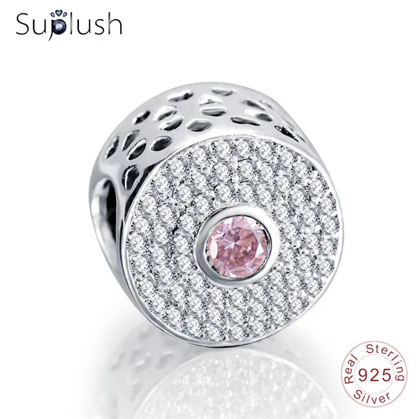 Подвеска из бусин Suplush с подлинным 925 пробы, серебро, Подходит для Pandora, очаровательный браслет для женщин, сделай сам, ювелирное изделие, подарок - Цвет: PSMB0554