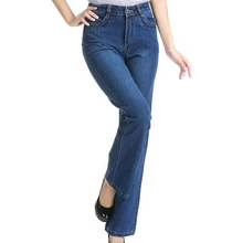 Летние эластичные большого размера с колокольчиком, женские джинсовые брюки, женские брюки с высокой талией