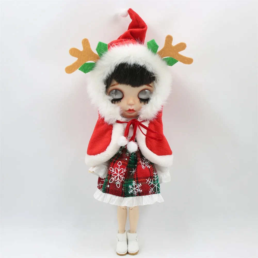Neo Blythe Doll Christmas Winter Outfit With Cap & Scarf 2