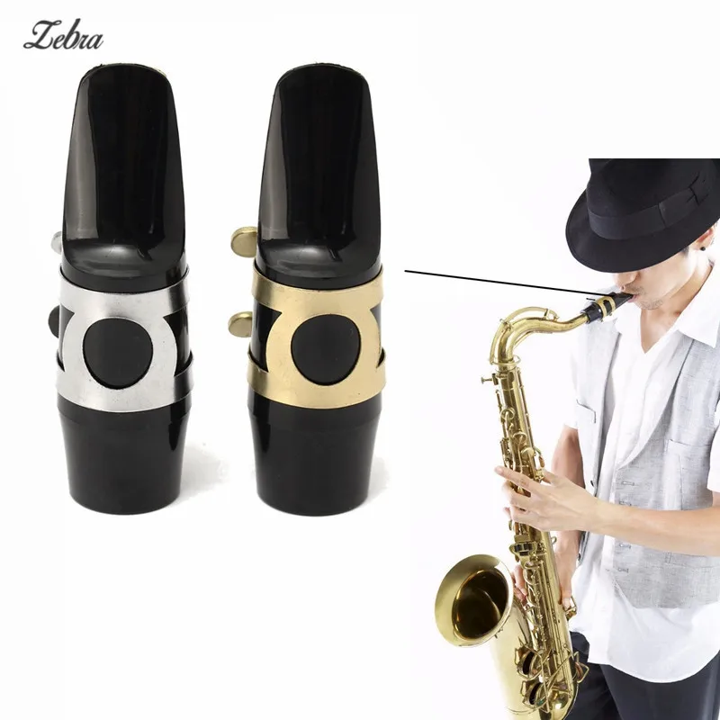 

Zebra 1pcs Alto Sax Saxophone Mouthpiece With Cap Buckle Reed Patches Pads Cushions Silver/Gold Alto Saxophone Mouthpiece