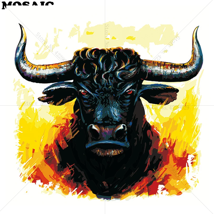 

full diamond embroidery cow 5d diy diamond painting cross stitch,bull 3d picture wall stickers art wall decor