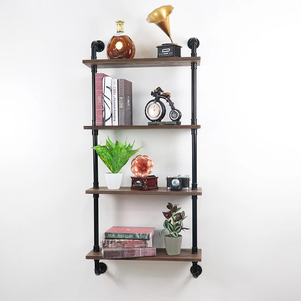 DIY Industrial Pipe Shelving Retro Wall Mount Iron Pipe Shelf Floating