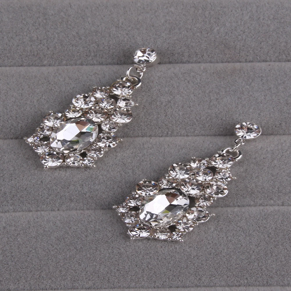 2 шт Свадебные королевские стильные полностью блестящие стразы, ожерелье, серьги, ювелирный набор для невесты, Женские Ювелирные изделия с кристаллами