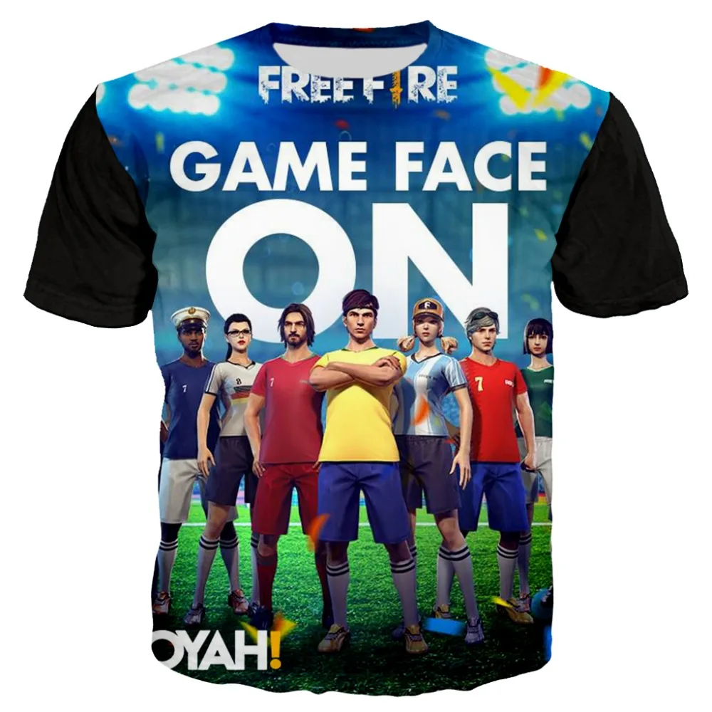 

YX Girl 2019 Summer Unisex Tops Tees Hot Game Free fire Tshirt For Men Women Short Sleeve O-neck T shirt Streetwear Dropshipping