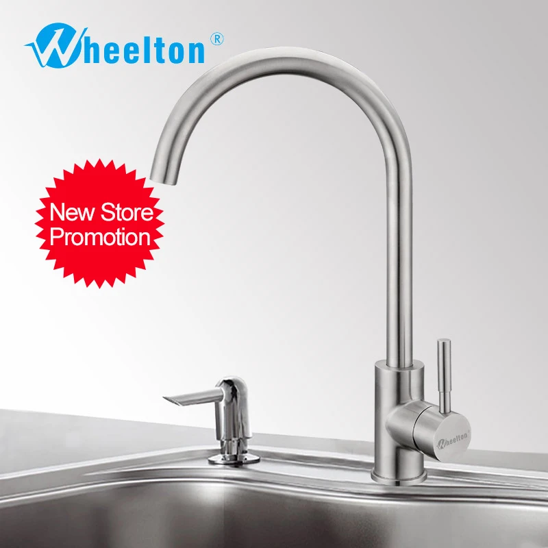 

Wheelton Kitchen Faucet Stainless Steel 360 Swivel Tap Single Handle All For Kitchen Mixer-Silver,Circular Shape Freeshipping