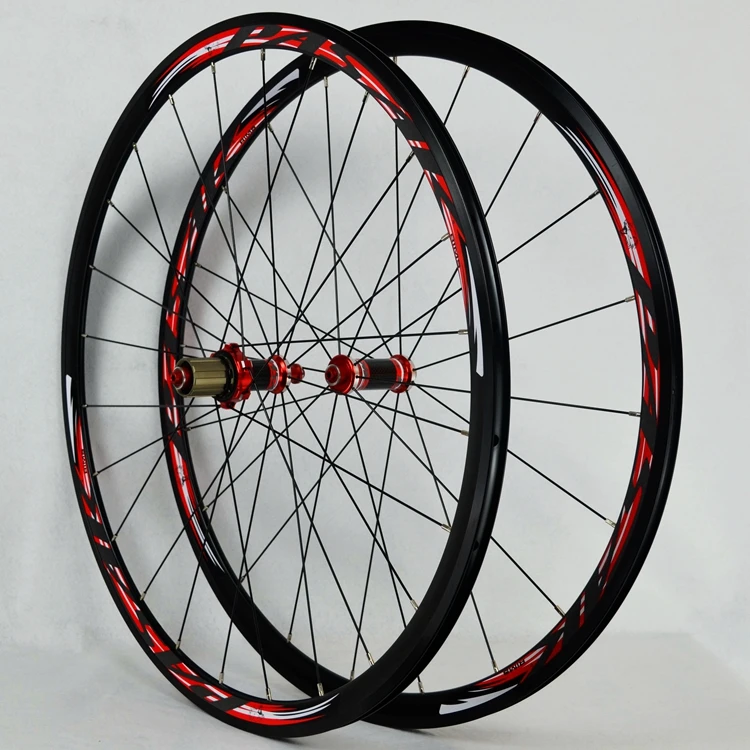 Top 700C Carbon Fiber Wheels Road Bike Bicycle Wheel Light Carbon Wheelset  V/C Brakes 30MM Rim direct-pull stainless steel spoke 0