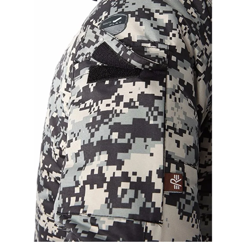 Новое издание "SouthPlay" для мужчин "Черный Военная Униформа" водостойкий 10000 мм капюшон двойной закрытым камуфляж потепления куртка