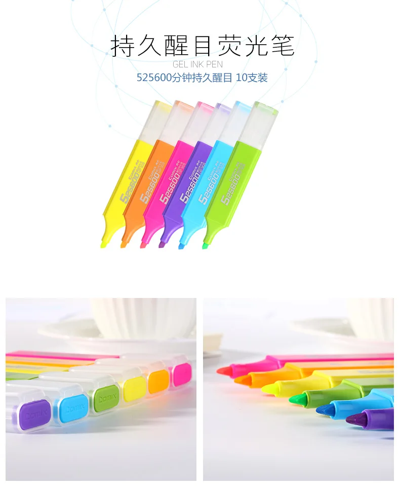 Comix High-capacity Highlighter Pen Marker Pens Cute Kawaii Stationery Material Papelaria Writing student Office School Supplies