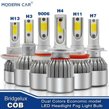

MODERN CAR 8000LM Dual Color Fog Lamp Bulbs COB LED Headlights White Amber Hi/Lo Auto Car Headlamp Bulb H7 H11 H4 9005 9006 9012