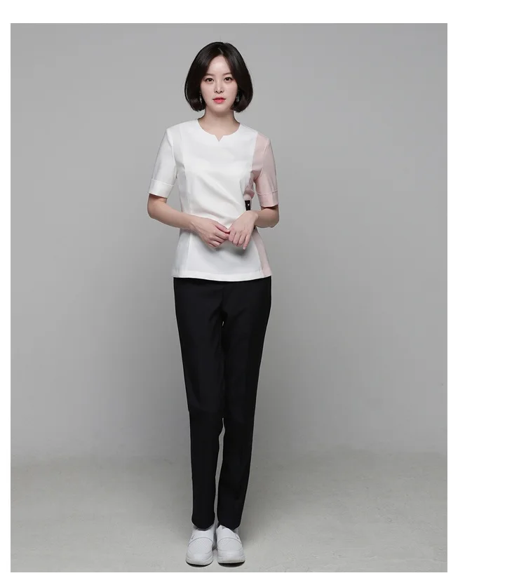 Корейские модные Красота салон одежда для спа Медсестра Топ + брюки комплект Высокое качество художника ногтей форма оптовая продажа