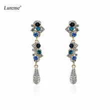 Lureme Luxurious Jewelry Metal Teardrop Inlay Colorful Crystal Rhinestones Dangle Earrings for Women Gift (er005739)