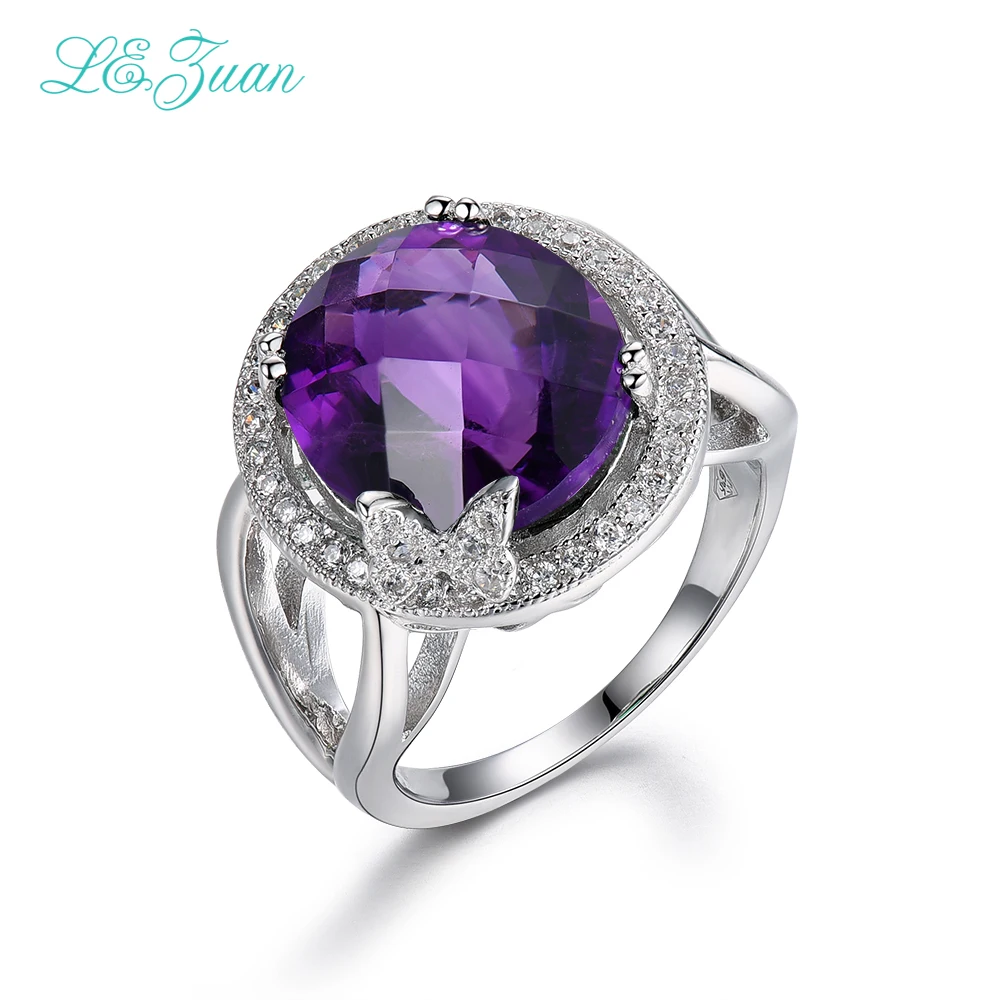 

I&zuan 7.54ct Amethyst Rings For Women Real 925 Sterling Silver Trendy Butterfly Luxury Natural gemstone Fine Jewelry