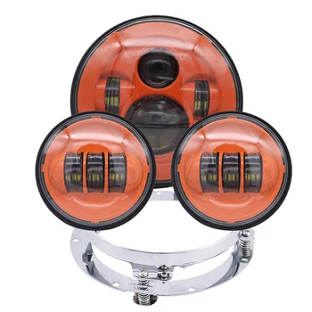 

WZJOO 7 Inch Round Led Headlight + Mounting Bracket Ring + 4.5" Passing Fog Light Blue Set For Universal motorcycle