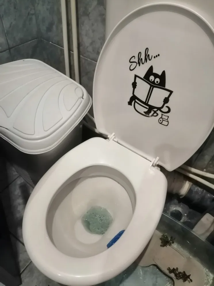 Shh... Cute Cat Toilet Wall Stickers