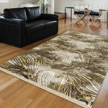 Else Желтый Коричневый Белый Волнистые Линии винтажный Ретро старение 3d принт Противоскользящий килим моющийся декоративный ковер богемный ковер