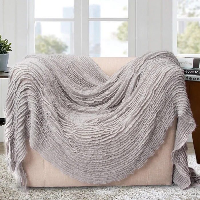 Battilo акриловый Повседневный диван, украшение для дома, вязаное одеяло - Цвет: Light Grey