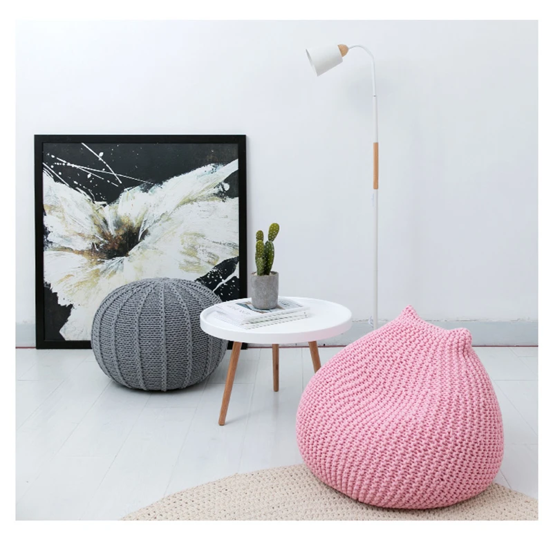 Modern Handmade European Style Lazy Bean Bag Sofa Children's Chair Living Room Single Puff Sofa Tatami Home Decoration 4